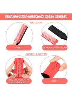 Patelai Patelai 3 Sizes 9-Row and 5-Row Cushion Nylon Hair Brush for Natural Curly Hair, Travel Detangling Brush Comb for Women Men Volumizing Shaping Separating Defining Curls Hair Salon (Red Black)  - Image 5