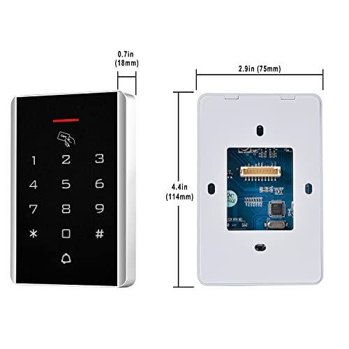 toncont Door Access Control Keypad, 125KHz Proximity ID Card Access Control System, Support 1000 Users Door Access Control, Stand-Alone Keypad + 5PCS Keychains for Entry Access Controller Gate Opener - Image 3