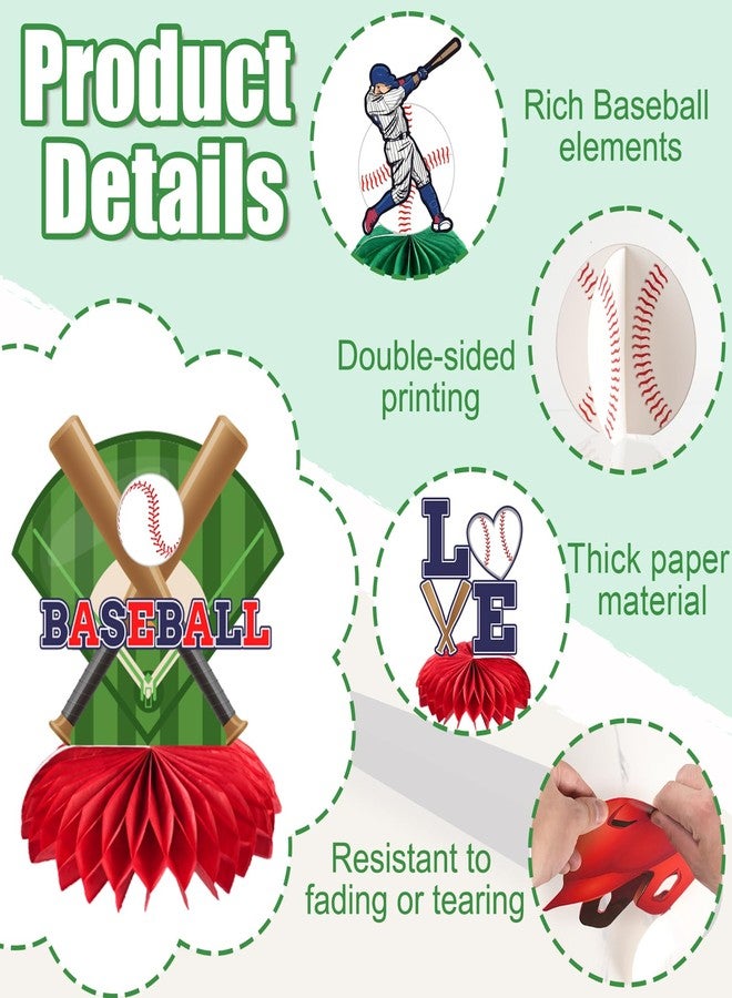 kockuu 12 Pcs Baseball Centerpieces for Party Table Decorations, Double-sided Baseball Honeycomb for Birthday Baby Shower Sports Theme Decor Supplies Favors - Image 3