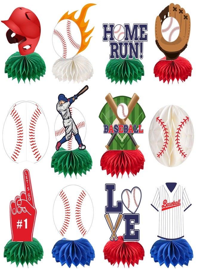 kockuu 12 Pcs Baseball Centerpieces for Party Table Decorations, Double-sided Baseball Honeycomb for Birthday Baby Shower Sports Theme Decor Supplies Favors - Image 1