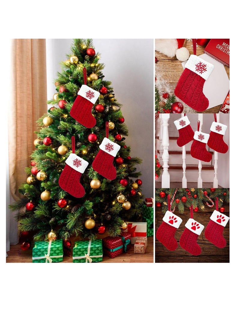 Christmas Stockings Christmas Sock Ornaments Mini Cute Kids Gift Candy Stocking Bags Christmas Decoration Hanging Socks for Xmas Tree Decor (3PCS-Snowflake)  - Image 1