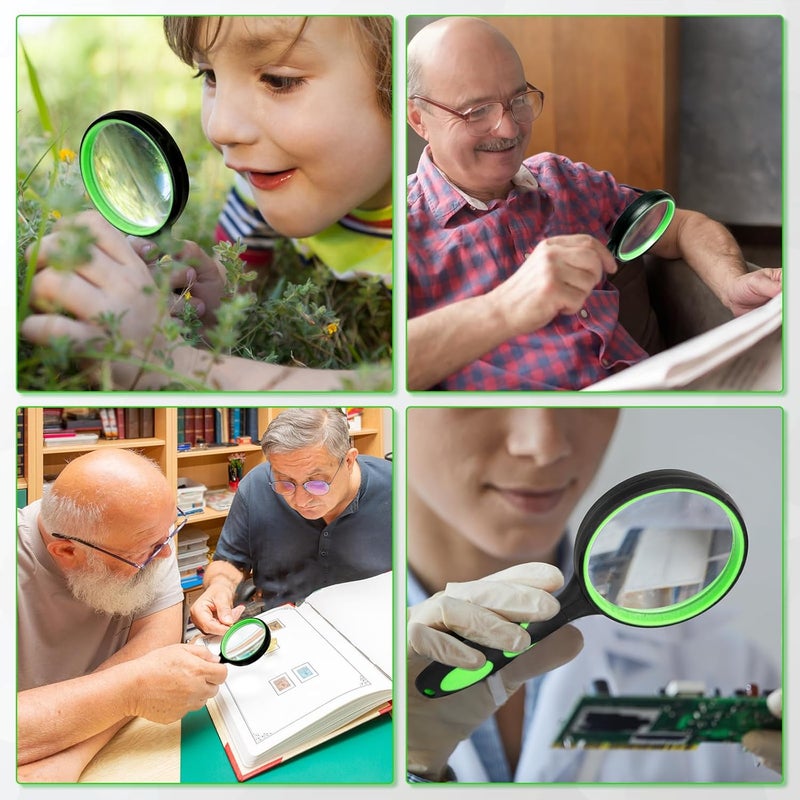 Ueixieo Magnifying Glass75mm 10X Handheld Reading Magnifier for Seniors & Kids, Magnifying Glass for Book Newspaper Reading, Kids Nature Hobby and Science - Image 3