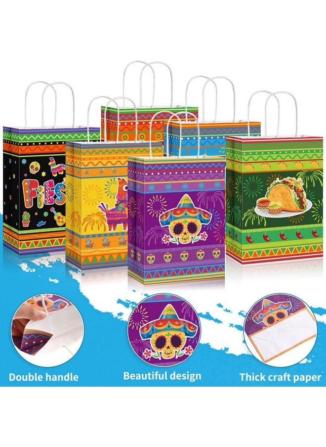 Pajean Pajean 18 Packs Fiesta Party Favor Bags with Handles, Cinco De Mayo Candy Bags Mexican Themed Paper Gifts Bags for Birthday Baby Shower Bridal Mexico Party Favor Supplies  - Image 3
