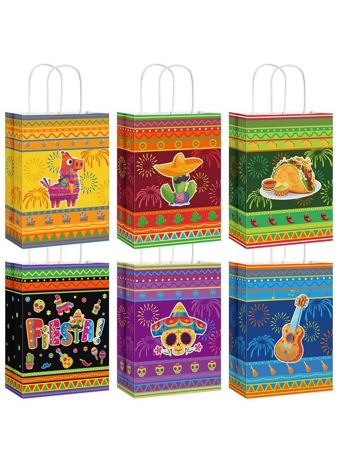 Pajean Pajean 18 Packs Fiesta Party Favor Bags with Handles, Cinco De Mayo Candy Bags Mexican Themed Paper Gifts Bags for Birthday Baby Shower Bridal Mexico Party Favor Supplies  - Image 1