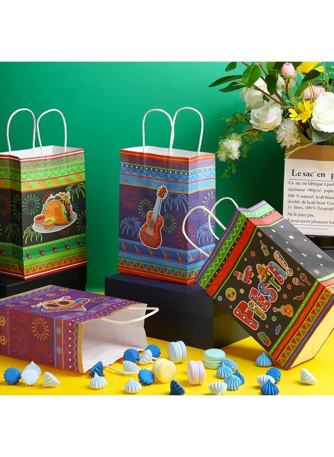 Pajean Pajean 18 Packs Fiesta Party Favor Bags with Handles, Cinco De Mayo Candy Bags Mexican Themed Paper Gifts Bags for Birthday Baby Shower Bridal Mexico Party Favor Supplies  - Image 4