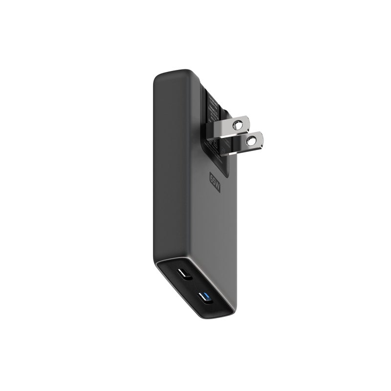 Nomad 65w Slim Power Adapter Carbide, Flat Wall Charger with Dual USB C Cable Ports, Flat Charger Block with Fast Charge Ports, Slim Charger Block Flat USB C Wall Plug and Wall Charger - Image 1