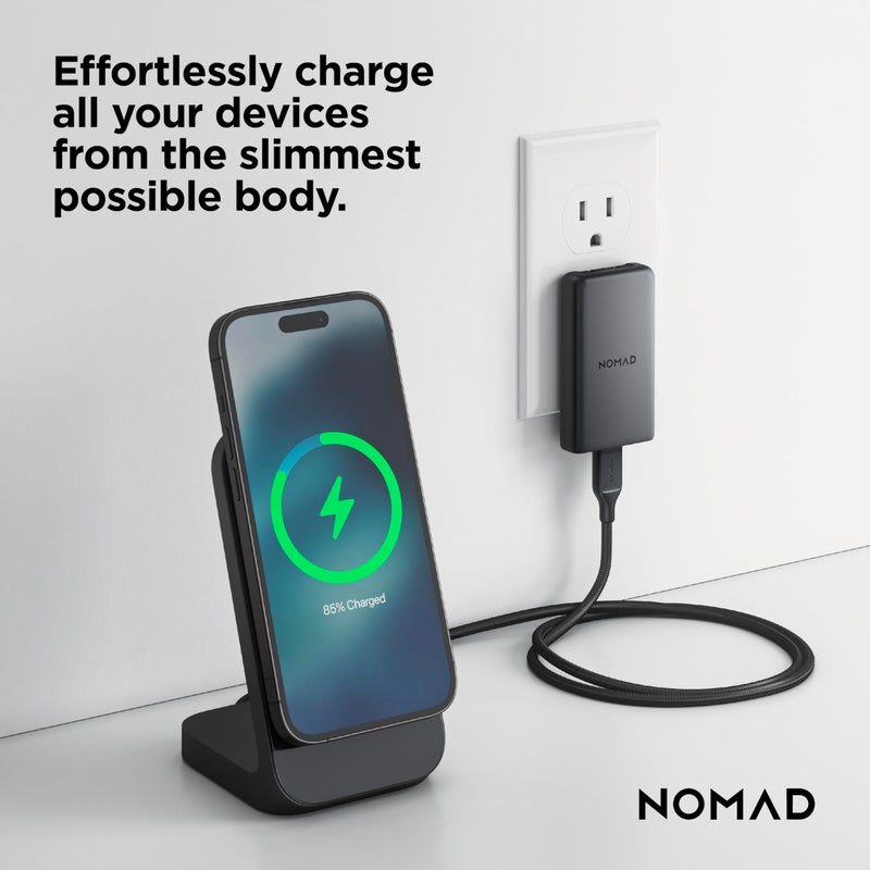 Nomad 65w Slim Power Adapter Carbide, Flat Wall Charger with Dual USB C Cable Ports, Flat Charger Block with Fast Charge Ports, Slim Charger Block Flat USB C Wall Plug and Wall Charger - Image 3