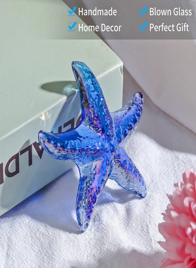 LONGWIN Handmade Glass Starfish Decor for Home Collectible Figurines Sea Animal Beach Coastal Sculpture for Tabletop Centerpiece Ocean Themed Gift - Image 2