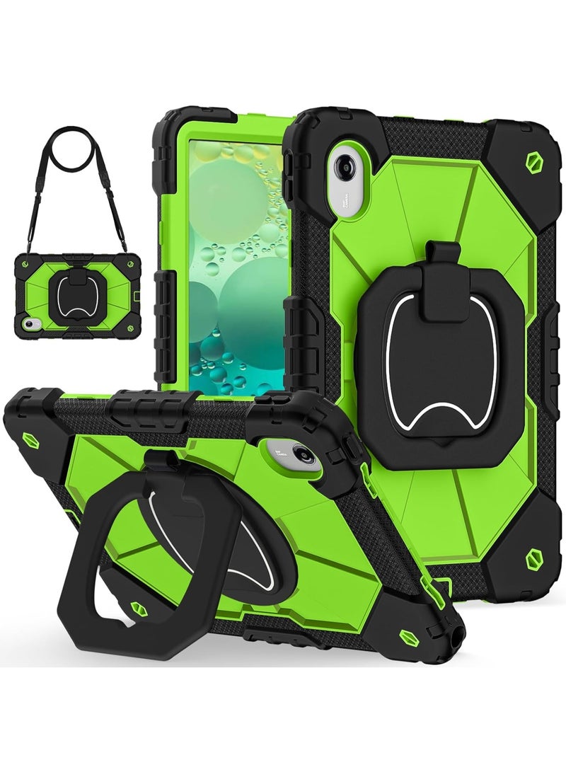 VKL Case for Lenovo Idea Tab 11 inch 2025 Tablet (TB336ZU/TB336FU), Full-Body Rugged Shockproof Protective Shell, 360° Rotating Stand Handle Grip Cover with Shoulder Strap (Black+Green) - Image 1