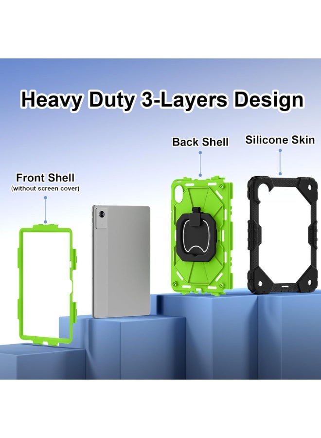 VKL Case for Lenovo Idea Tab 11 inch 2025 Tablet (TB336ZU/TB336FU), Full-Body Rugged Shockproof Protective Shell, 360° Rotating Stand Handle Grip Cover with Shoulder Strap (Black+Green) - Image 2