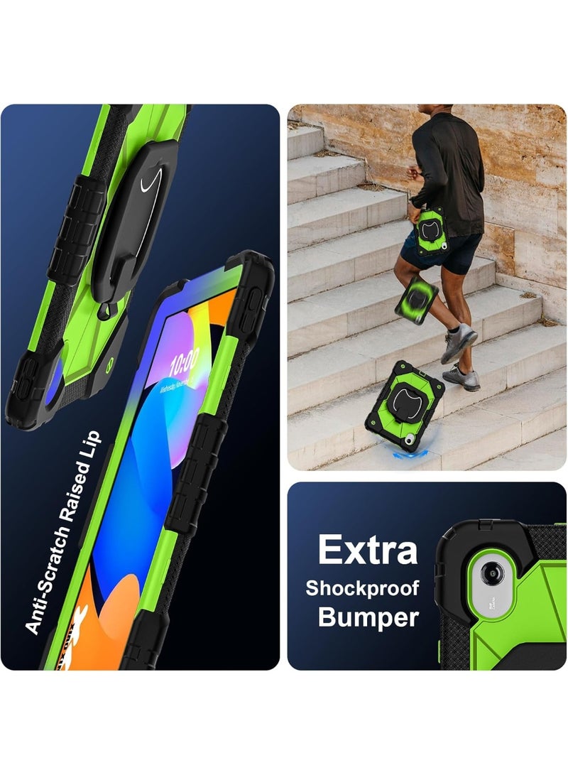 VKL Case for Lenovo Idea Tab 11 inch 2025 Tablet (TB336ZU/TB336FU), Full-Body Rugged Shockproof Protective Shell, 360° Rotating Stand Handle Grip Cover with Shoulder Strap (Black+Green) - Image 3