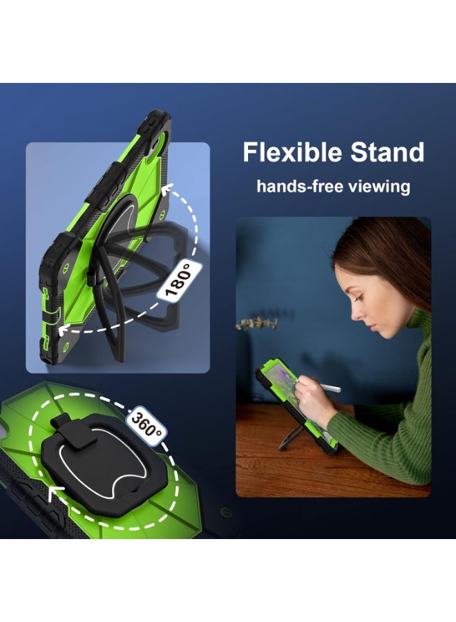 VKL Case for Lenovo Idea Tab 11 inch 2025 Tablet (TB336ZU/TB336FU), Full-Body Rugged Shockproof Protective Shell, 360° Rotating Stand Handle Grip Cover with Shoulder Strap (Black+Green) - Image 4