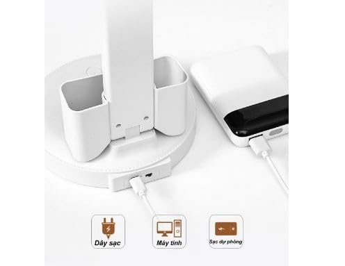 Niyanta Rechargeable Portable Multifunctional Rotating Desk Lamp for Student Office and Kids Foldable Stepless Dimming Study Eye Protection LED Reading Desk LampTouch Desk Lamp 3 Light Modes - Image 3