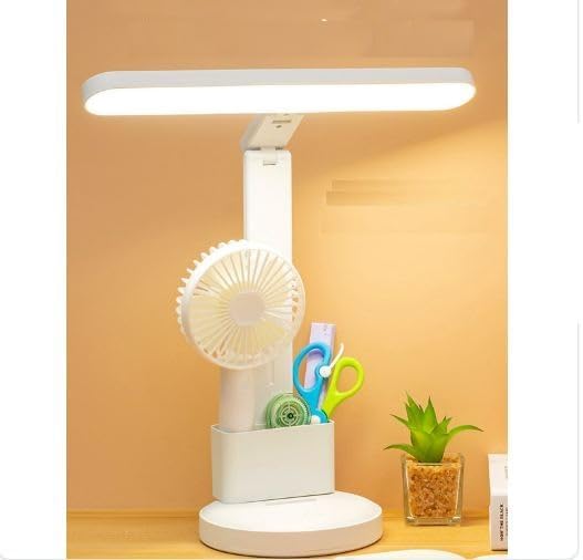 Niyanta Rechargeable Portable Multifunctional Rotating Desk Lamp for Student Office and Kids Foldable Stepless Dimming Study Eye Protection LED Reading Desk LampTouch Desk Lamp 3 Light Modes - Image 1