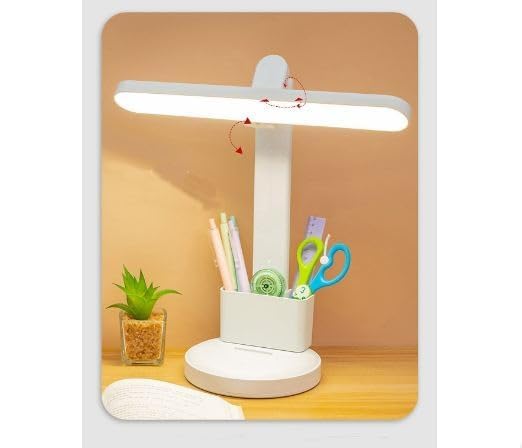 Niyanta Rechargeable Portable Multifunctional Rotating Desk Lamp for Student Office and Kids Foldable Stepless Dimming Study Eye Protection LED Reading Desk LampTouch Desk Lamp 3 Light Modes - Image 4