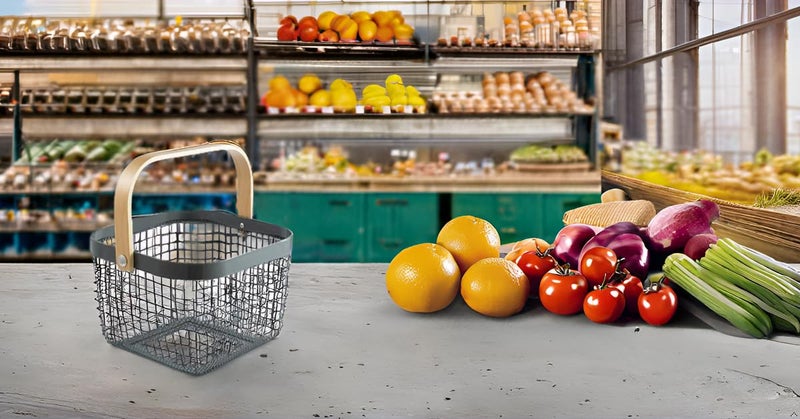 Luximal Grey Metal Storage Basket with Wooden Handle Multipurpose Organizer for Kitchen Bathroom and Home Decor 25 x 25 x 18 cm - Image 4