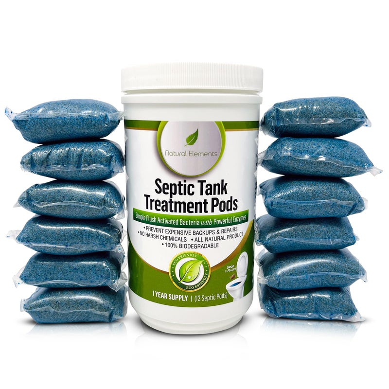 Natural Elements Septic Tank Treatment Pods 1Year Supply Pack of 12 EcoFriendly Bacteria Enzymes Formula Prevents Backups Eliminates Odors Maintains System Health Efficiency