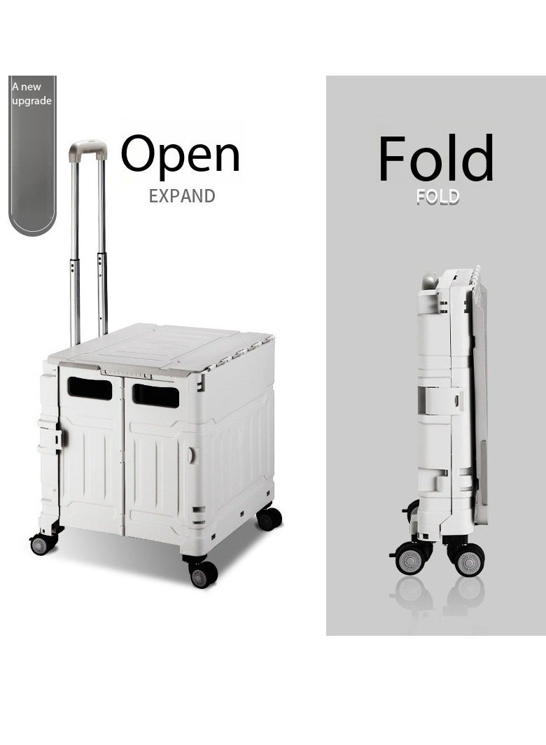 JOMILA Trolley Cart, Multi Functional Folding Wagon, Heavy Duty Collapsible Beach, Picnic & Camping Lounge Trolleys with Wheels Silver - Image 4