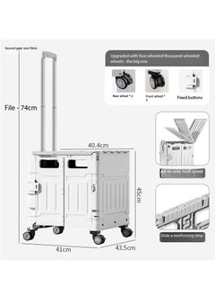 JOMILA Trolley Cart, Multi Functional Folding Wagon, Heavy Duty Collapsible Beach, Picnic & Camping Lounge Trolleys with Wheels Silver  - Image 2