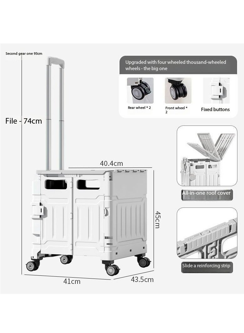 JOMILA Trolley Cart, Multi Functional Folding Wagon, Heavy Duty Collapsible Beach, Picnic & Camping Lounge Trolleys with Wheels Silver - Image 2