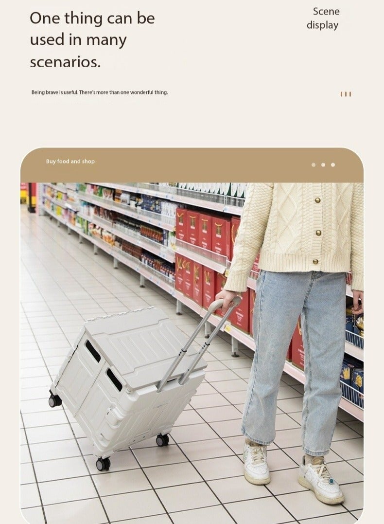 JOMILA Trolley Cart, Multi Functional Folding Wagon, Heavy Duty Collapsible Beach, Picnic & Camping Lounge Trolleys with Wheels Silver - Image 5