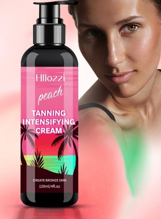 Hllozzi 120ml Peach Tanning Intensifying Cream for Men and Women Create Bronze Skin Extreme Intensive Tanning Soft Gel Tanning Lotion Accelerator Tanning Cream Self Tanner Cream for Skin Tanning Sunless Tanner - Image 1