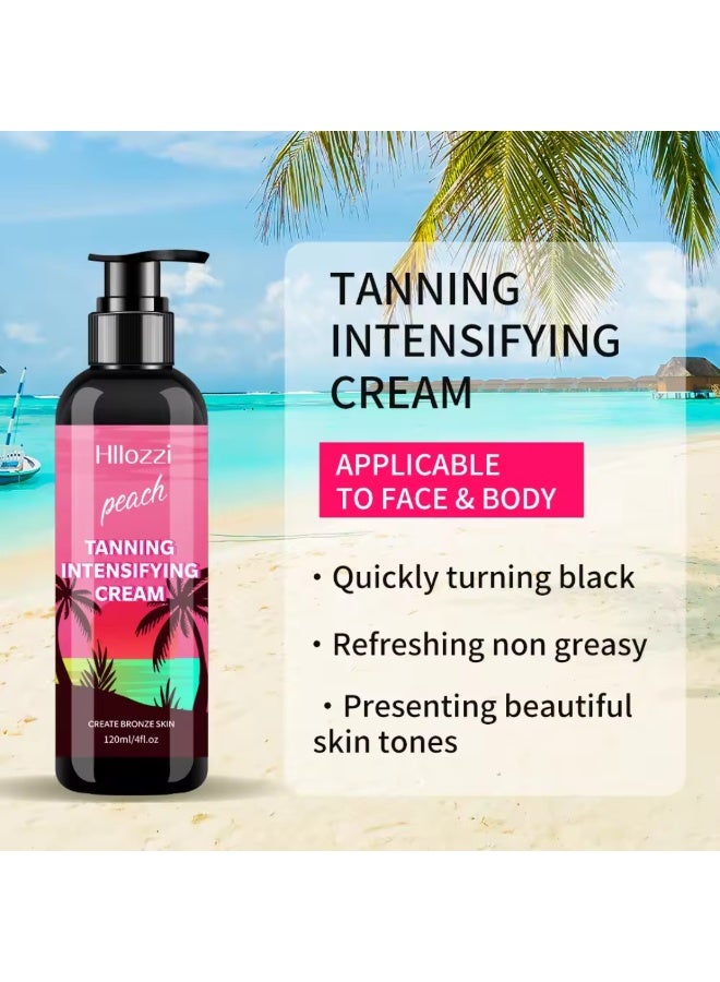 Hllozzi 120ml Peach Tanning Intensifying Cream for Men and Women Create Bronze Skin Extreme Intensive Tanning Soft Gel Tanning Lotion Accelerator Tanning Cream Self Tanner Cream for Skin Tanning Sunless Tanner - Image 2