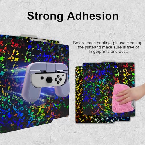 IdeaFormer-3D Rainbow Confetti PEF+Galaxy PEY Smooth Build Plate for Bambu Lab X2D X1 X1C X1E P1P P1S P2S A1, Holographic Spring Steel Sheet X2D P2S P1S Plate for Bambu Lab 3D Printer 257x257mm - Image 4
