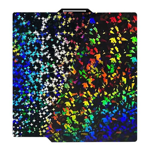 IdeaFormer-3D Rainbow Confetti PEF+Galaxy PEY Smooth Build Plate for Bambu Lab X2D X1 X1C X1E P1P P1S P2S A1, Holographic Spring Steel Sheet X2D P2S P1S Plate for Bambu Lab 3D Printer 257x257mm - Image 1