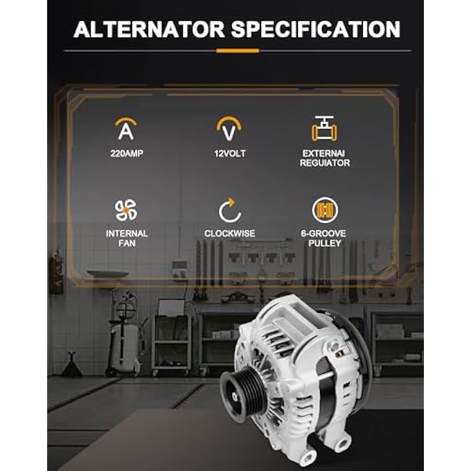 ROADFAR Alternator Fit for 2012 2013 2014 300 2011 2012 2013 2014 2015 2016 For Dodge Charger 2011 2012 2013 2014 2015 2016 For Dodge For Durango 220 Amp - Image 2