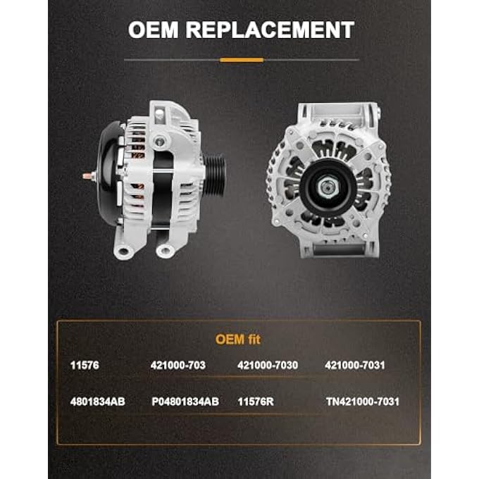 ROADFAR Alternator Fit for 2012 2013 2014 300 2011 2012 2013 2014 2015 2016 For Dodge Charger 2011 2012 2013 2014 2015 2016 For Dodge For Durango 220 Amp - Image 4