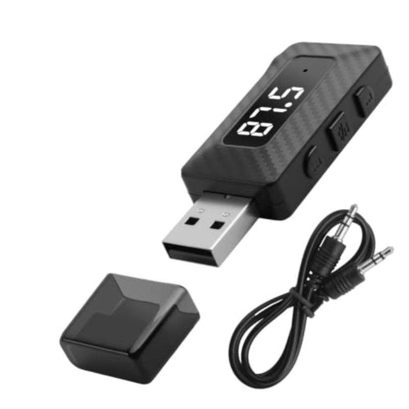 USB Bluetooth Adapter for Car Stereo, Wireless 5.3 FM Transmitter Receiver, Universal Audio Dongle for Home Stereo, Computer, TV, AUX and FM Connection, Plug and Play, Hands-Free Call, Black, 1PC - Image 1