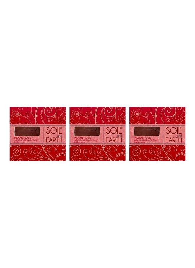Soil And Earth - Handmade Natural Soaps (Indian Rose)_3 X 125 Gm/ 4.4 Oz. - Image 1