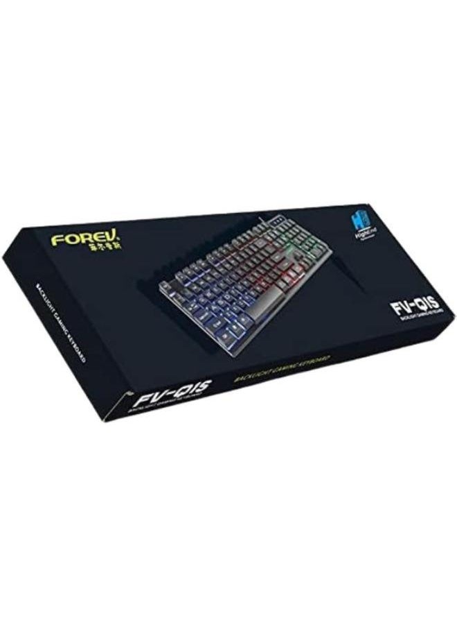 فوريف - لوحة مفاتيح USB للألعاب من Forev FV-Q1S مع إضاءة خلفية بألوان قوس قزح - Image 1