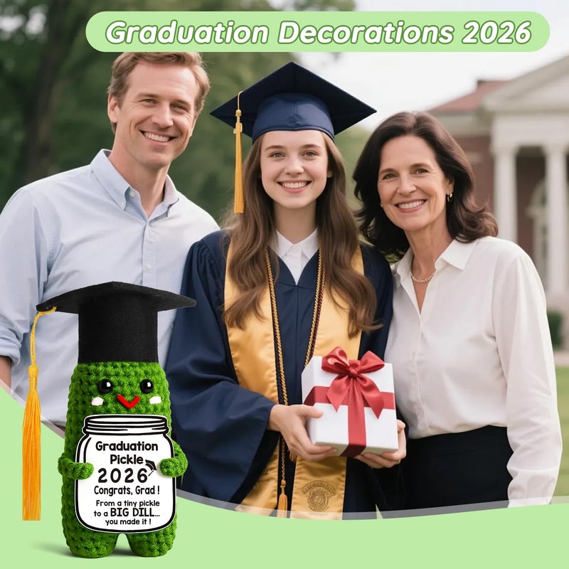 MAMAGIFTREE Graduation Gifts Graduation Decorations 2026 Pickle Funny Handmade Crochet Grad Gifts for Him Her Graduation Cards- Cute Congrats Class High School College Congrats Grad Sign - Image 2