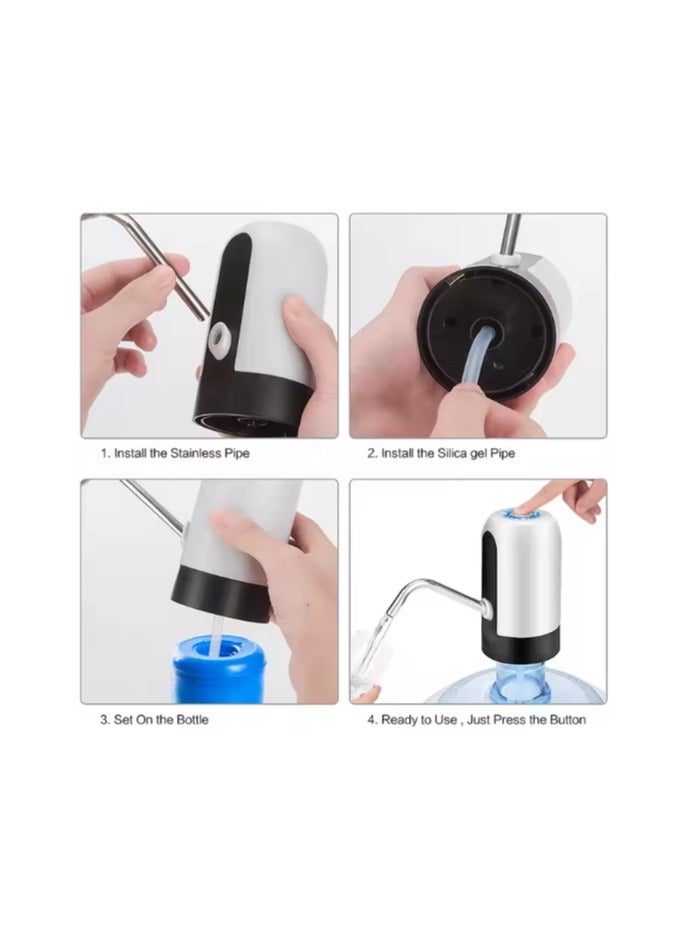 Water Pump Dispenser with USB Charging, One-Touch Dispense, Built-in Battery, 30-40 Days Use, Suitable for 2/3/4/5 Gallon Water Bottles  Lightweight,Portable  and Convenient  - Image 4