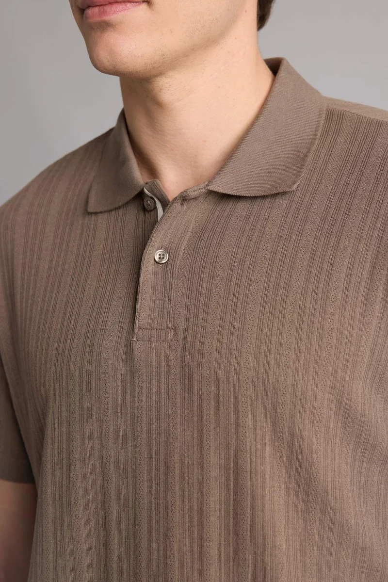 Defacto  Regular Fit Kaki Short Sleeve Polo T-Shirt for Men | Best Price UAE