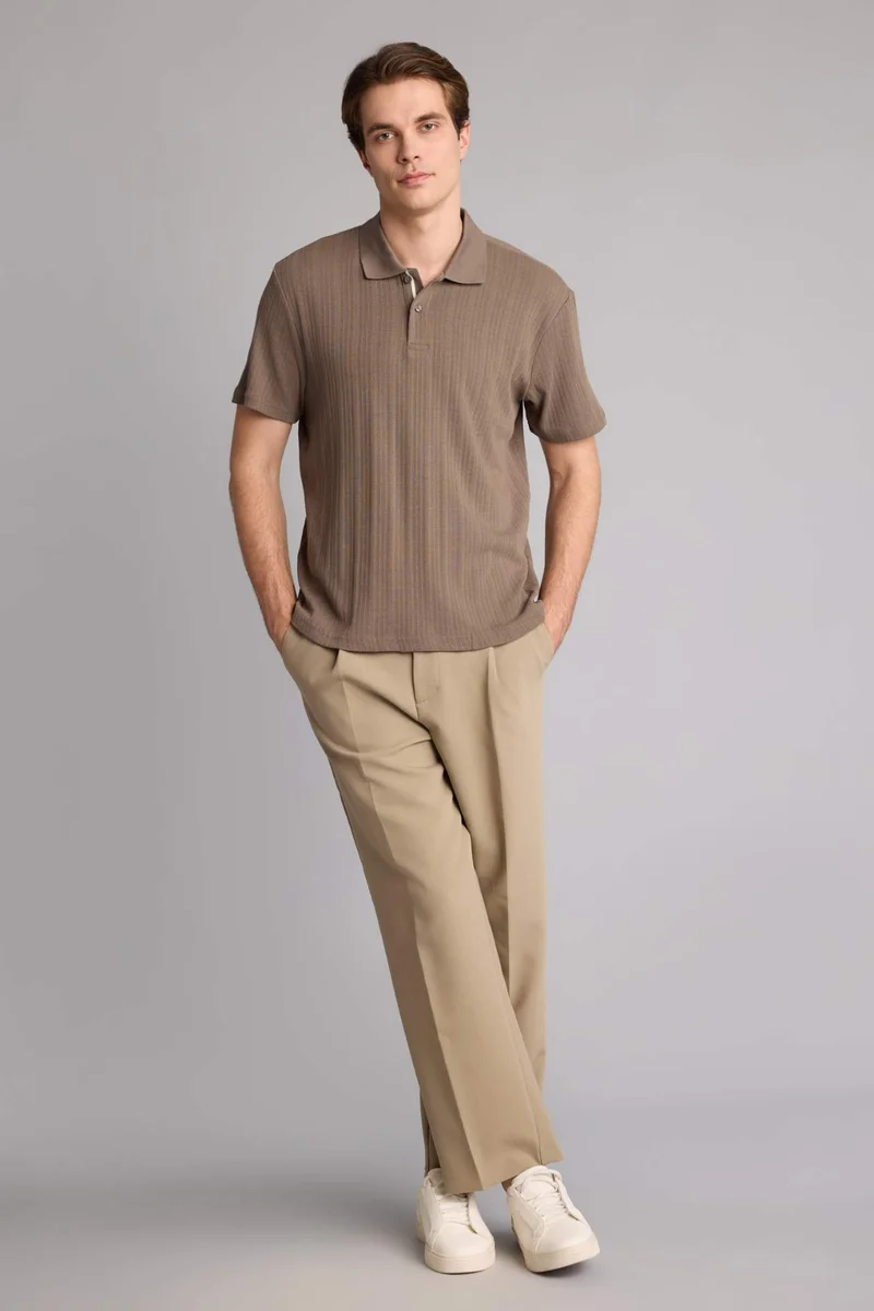 Defacto  Regular Fit Kaki Short Sleeve Polo T-Shirt for Men | Best Price UAE