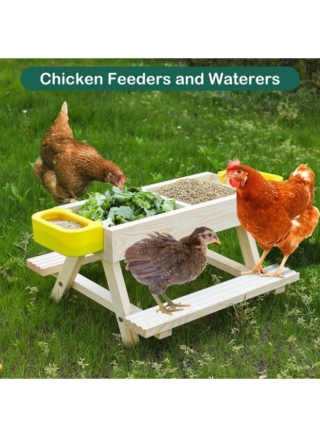 Boulphia Wooden Chicken Picnic Table DIY Chicken Feeder Kit with Mesh Bottom, No Waste, Includes Waterer - Image 4