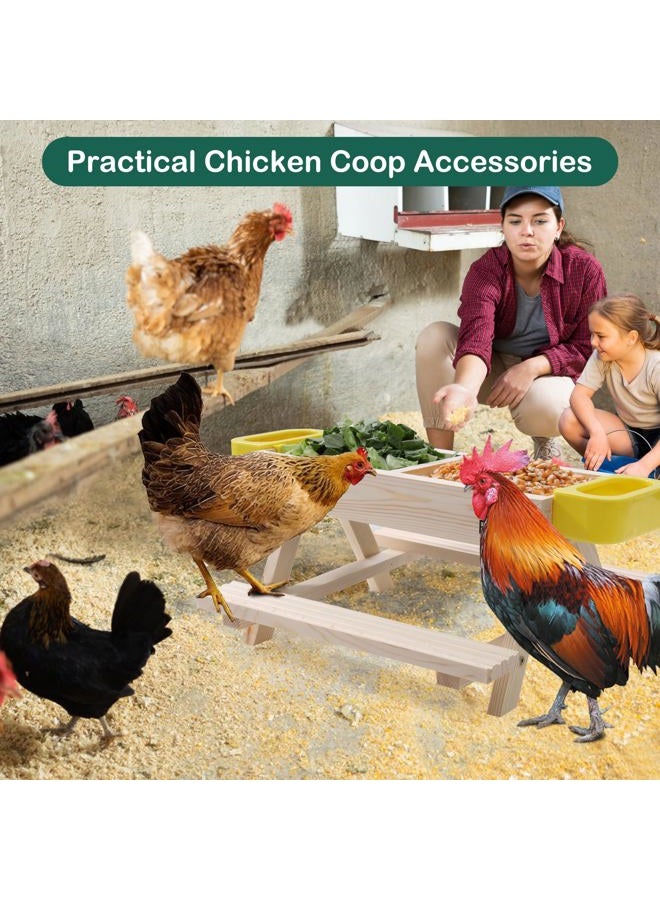 Boulphia Wooden Chicken Picnic Table DIY Chicken Feeder Kit with Mesh Bottom, No Waste, Includes Waterer - Image 5