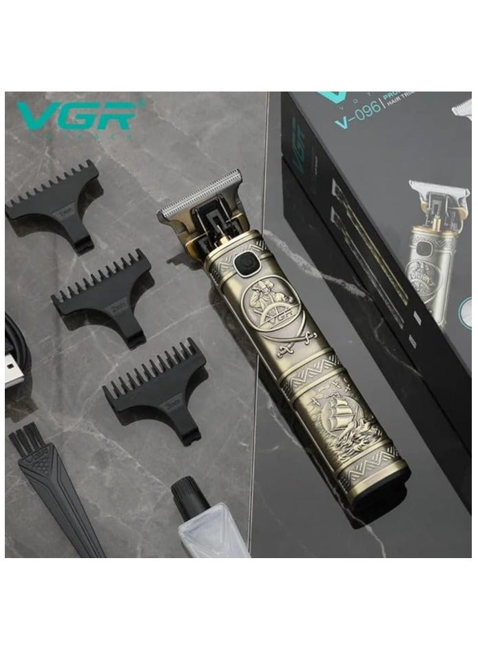 ماكينة حلاقة شعر احترافية V-096 بوظيفة تيربو وهيكل معدني من في جي ار، وقت التشغيل: 400 دقيقة (ذهبي) - Image 2