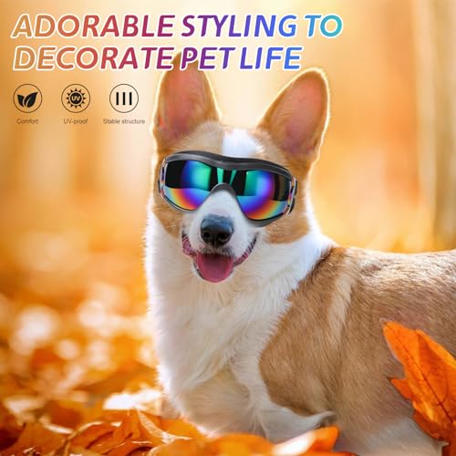 NVTED Dog Sunglasses Dog Goggles, UV Wind Dust Fog Protection Pet Glasses Eye Wear with Adjustable Strap for Medium or Large Size (Laser) - Image 2