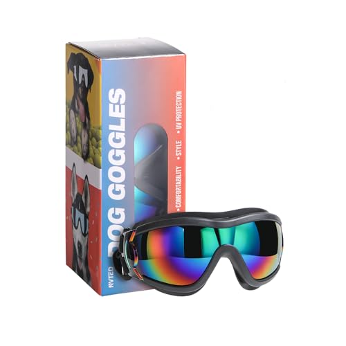 NVTED Dog Sunglasses Dog Goggles, UV Wind Dust Fog Protection Pet Glasses Eye Wear with Adjustable Strap for Medium or Large Size (Laser) - Image 1
