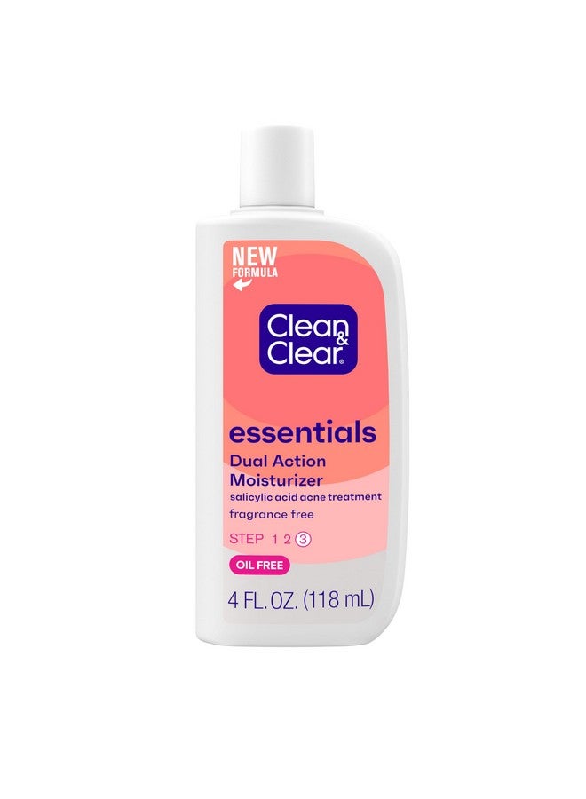 Clean & Clear Essentials Dual Action Oil-Free Facial Moisturizer, Salicylic Acid Acne Treatment with Pro-Vitamin B5 Moisturizes While Treating Acne & Helping to Prevent Pimples, 4 fl. Oz (Pack of 3) - Image 1