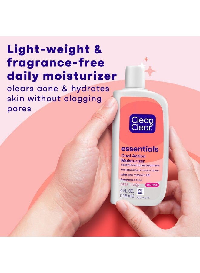 Clean & Clear Essentials Dual Action Oil-Free Facial Moisturizer, Salicylic Acid Acne Treatment with Pro-Vitamin B5 Moisturizes While Treating Acne & Helping to Prevent Pimples, 4 fl. Oz (Pack of 3) - Image 3
