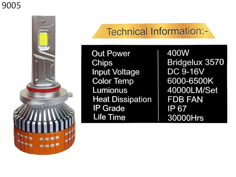 autofriend مصباح أمامي LED، 400 واط، 40000 لومن، 6000 كلفن أبيض بارد، مقاوم للماء IP67 (af-400W_9005) - Image 3