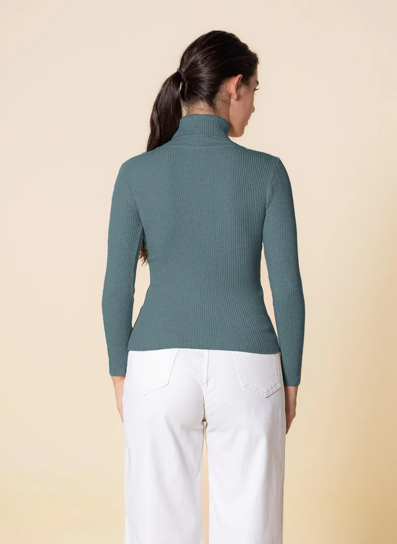 SHAPES KNITTED HIGH-NECK TOP