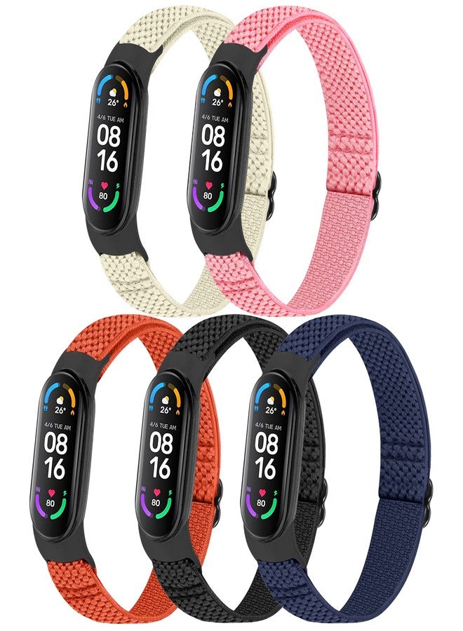 مجموعة من 5 أربطة نايلون حلقية فردية من TumpCez متوافقة مع أساور Xiaomi Mi Band 7 و6 و5 و4 و3/Amazfit Band 5، أربطة رياضية بديلة مرنة قابلة للتعديل ومريحة وجيدة التهوية للنساء والرجال - Image 1