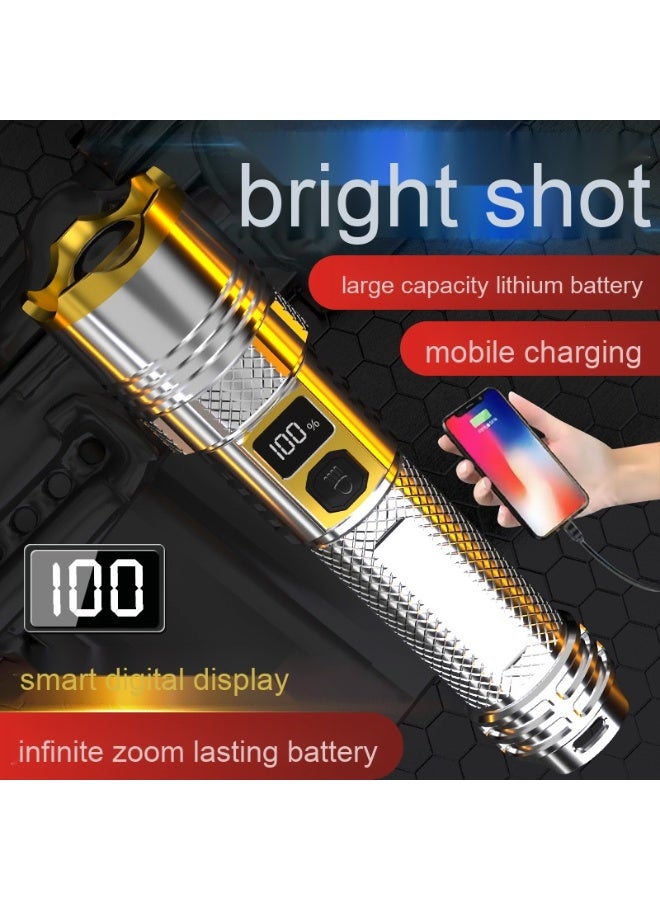 LED Zoomable Digital Display High-Power Flashlight