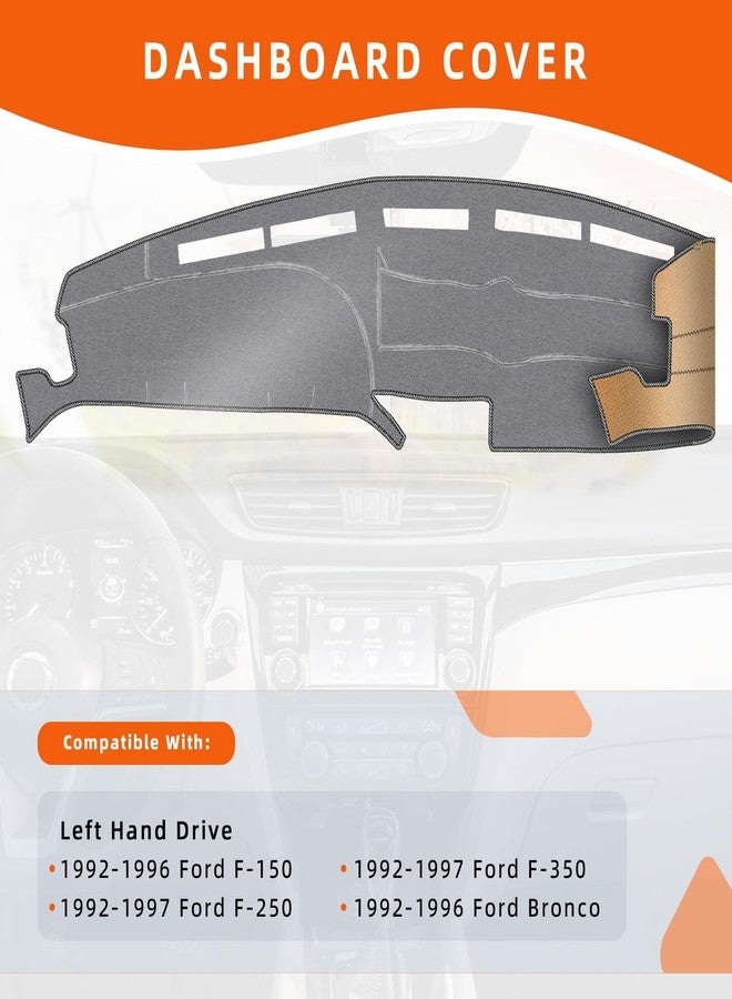 KEYOOG Dashboard Cover Dash Mat Fit for 1996-1992 Fo-rd F-150 Bronco,1997-1992 F-250 F-350 (for Left Hand Drive),Car Dash Board Mat Anti-Glare Carpet,Non-Slip Pad Sunshield Protector (Grey) - Image 2